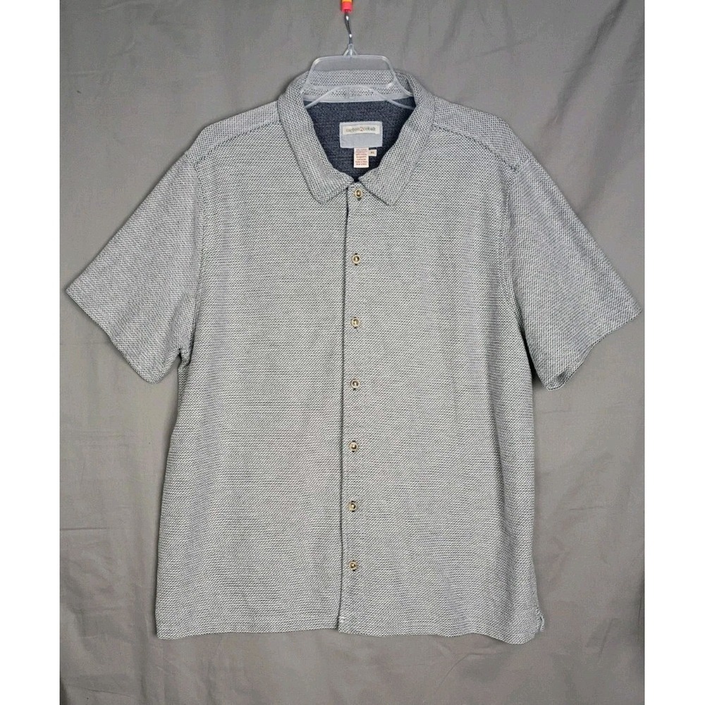 Carbon 2 Cobalt Men's Sz XL Flipside Shirt Knit Button Up Short Sleeve Gray